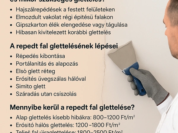  A repedt fal glettelésének lépései